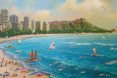 Hawaii-Waikiki-Holiday-Afternoon-2023-14-x-28-Acrylic-on-Board